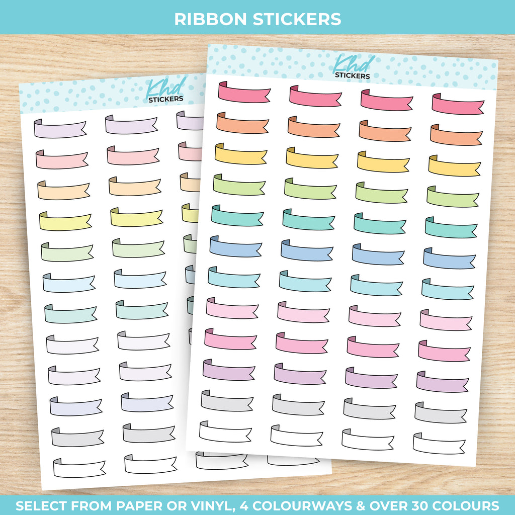 Ribbon Banner Planner Stickers Vinyl - Removable