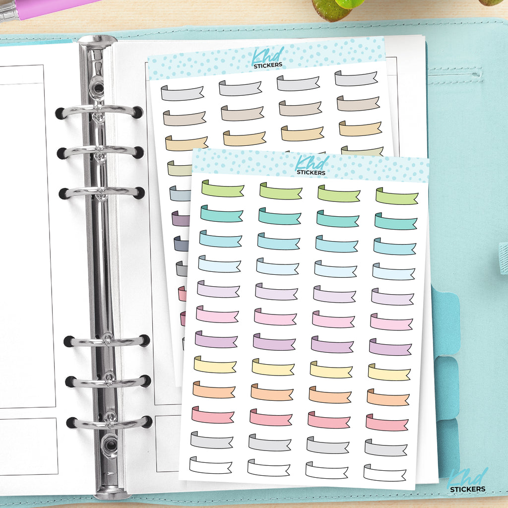 Ribbon Banner Planner Stickers Vinyl - Removable