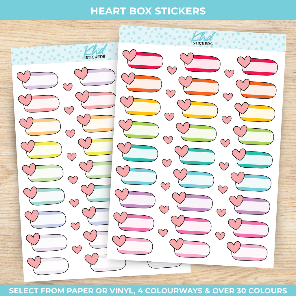 Heart Boxes Functional Planner Stickers Vinyl - Removable