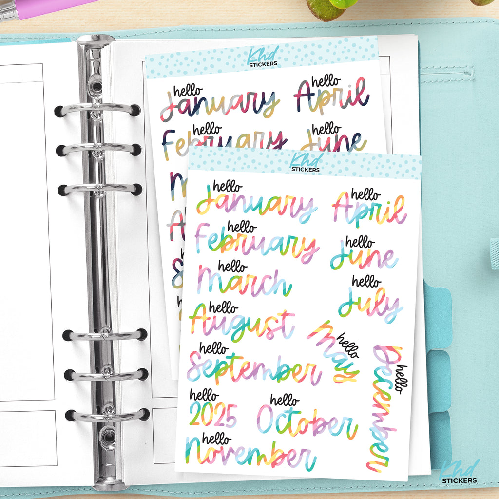 2025 Months of the Year Planner Stickers 2025