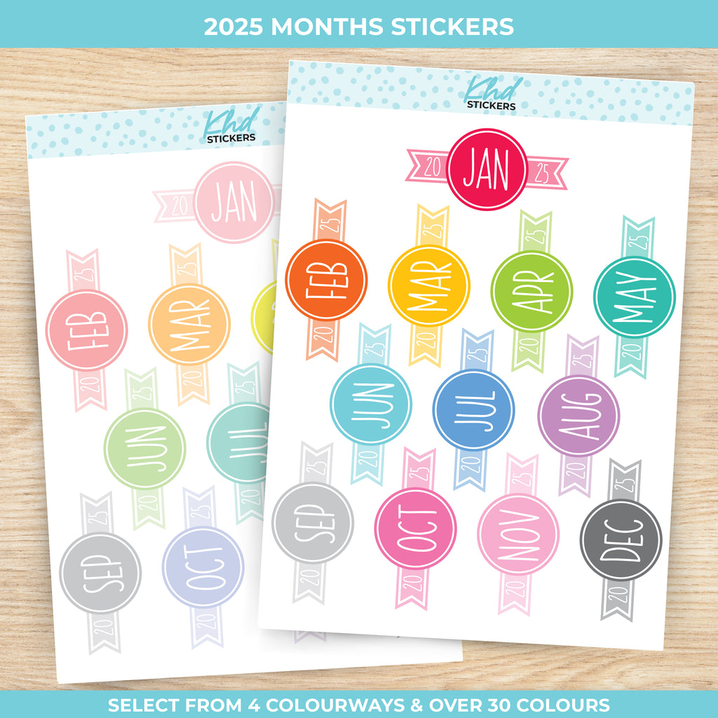 2025 Months of the Year Planner Stickers 2025