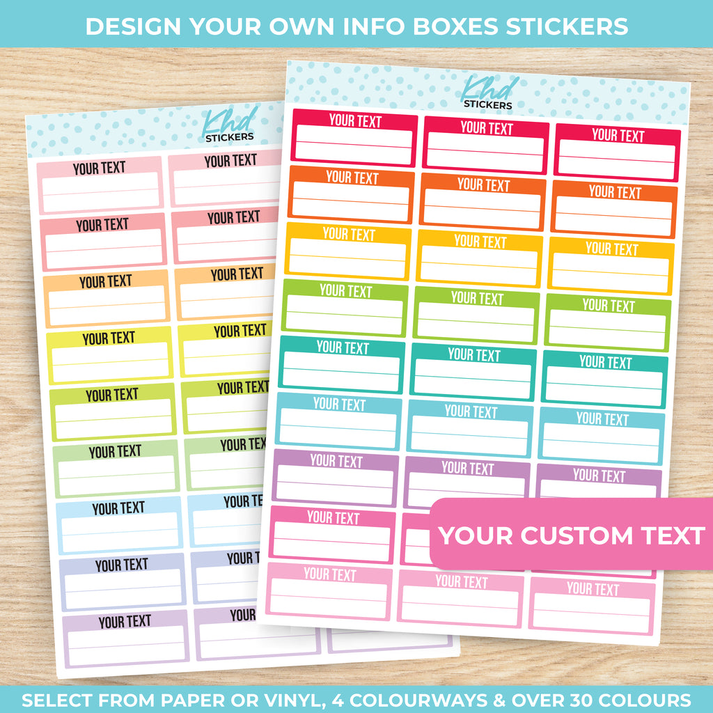 Design Your Own Info / Appointment Boxes Vinyl - Removable