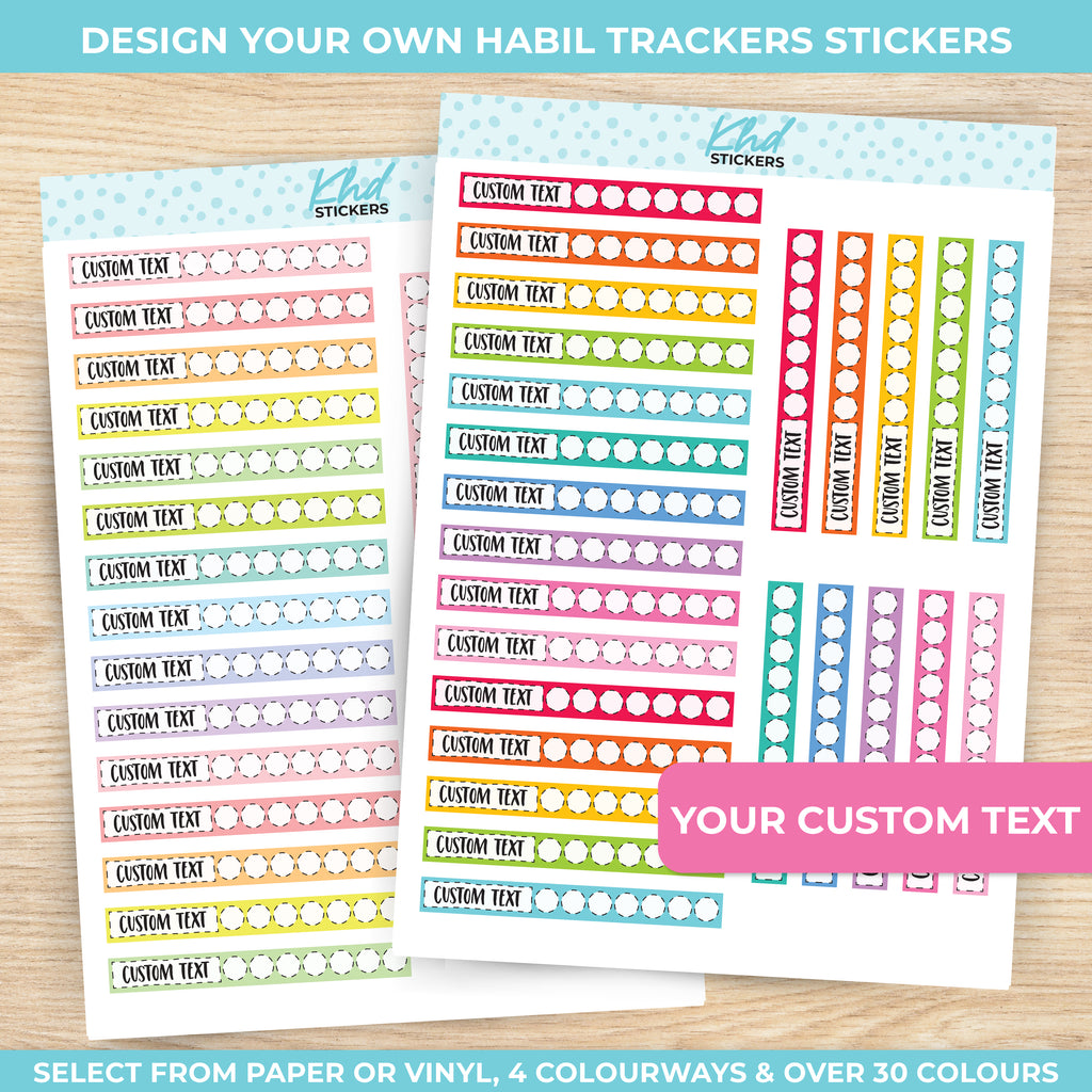 Design Your Own Custom Habit Tracker Boxes sized for Hobonichi Weeks Vinyl - Removable