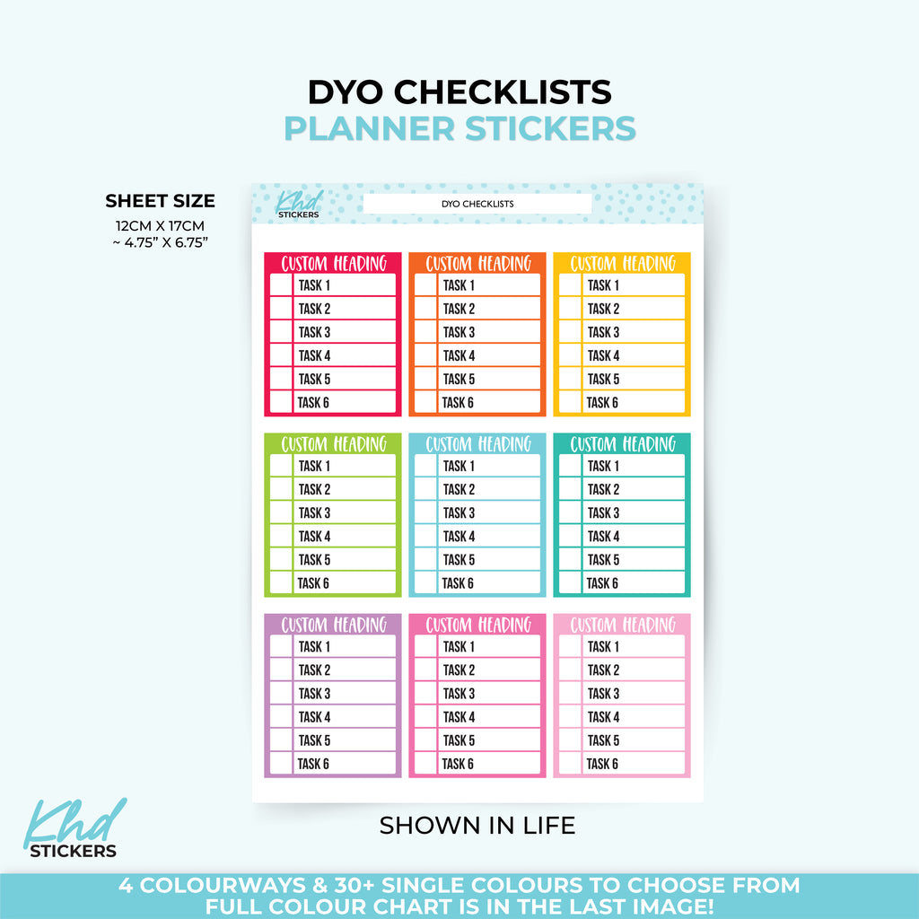 Design Your Own 6 Item Checklist Vinyl - Removable