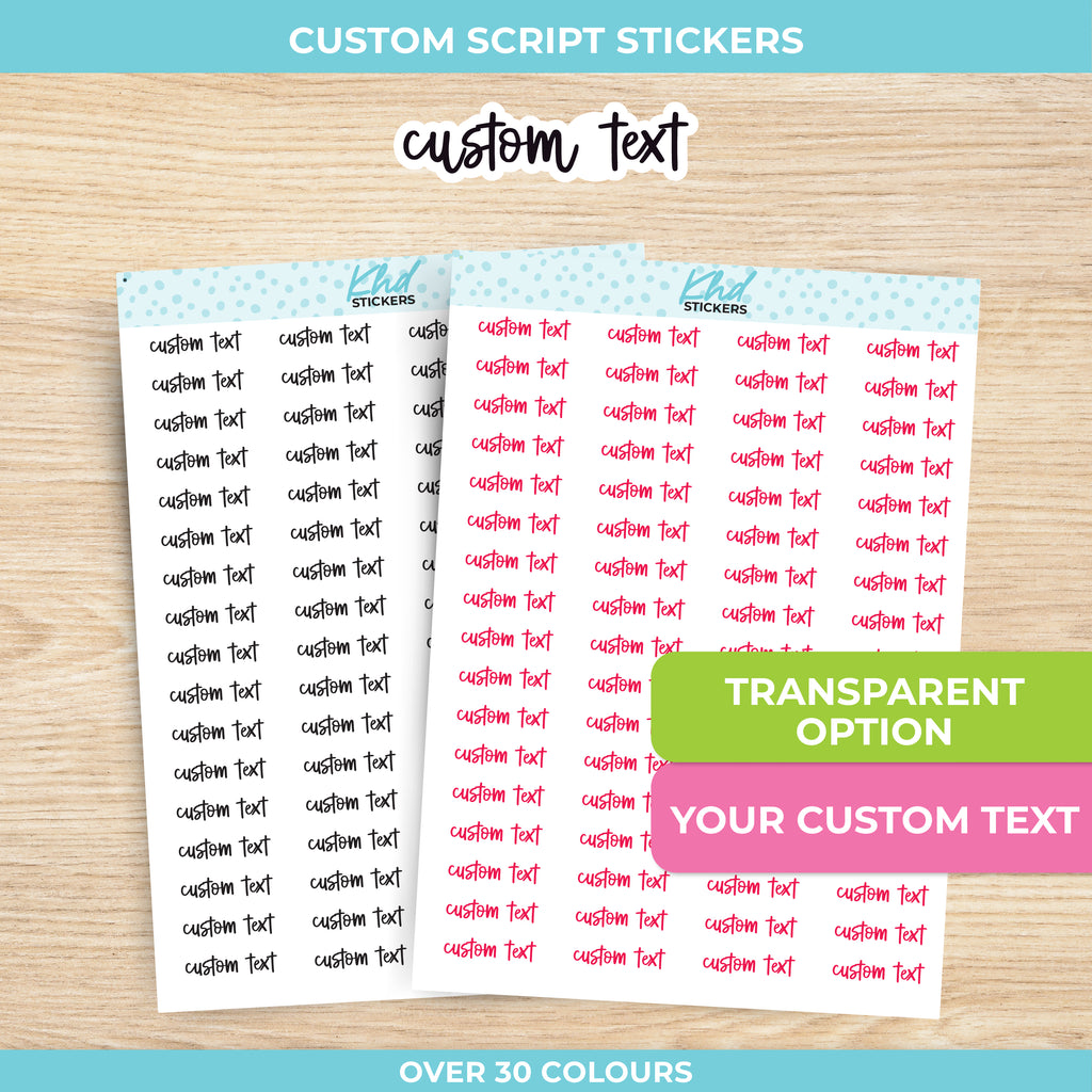 Design Your Own Script Planner Stickers White Removable / Black