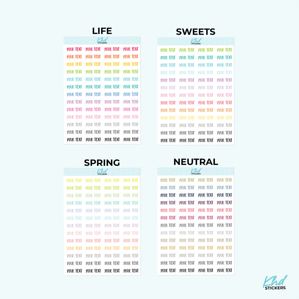 Design Your Own Word Stickers - Font A, LARGE White Removable
