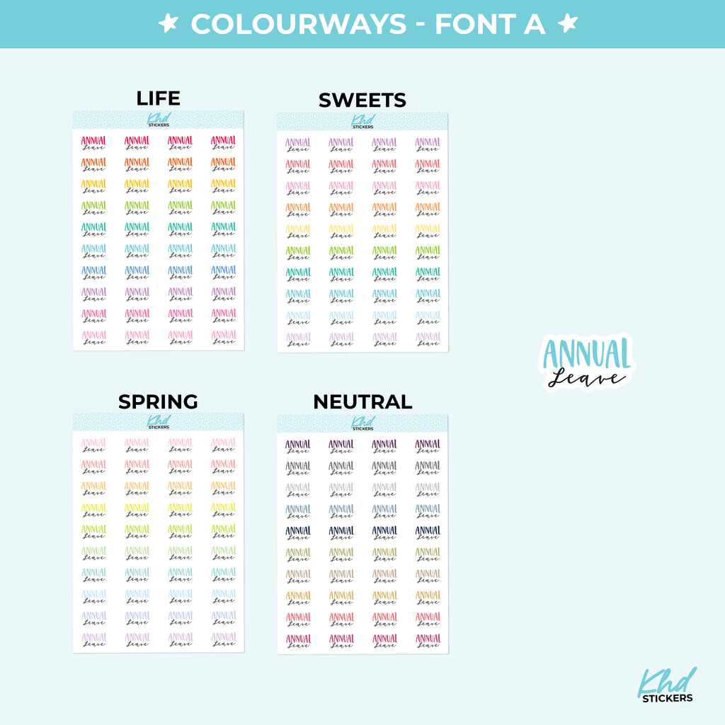 Annual Leave Script Stickers Small