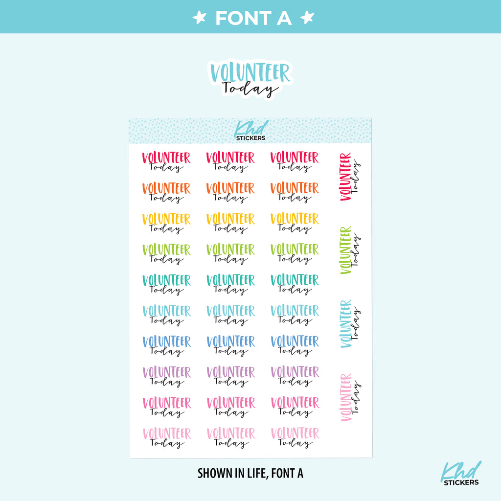 Volunteer Today Planner Stickers Small