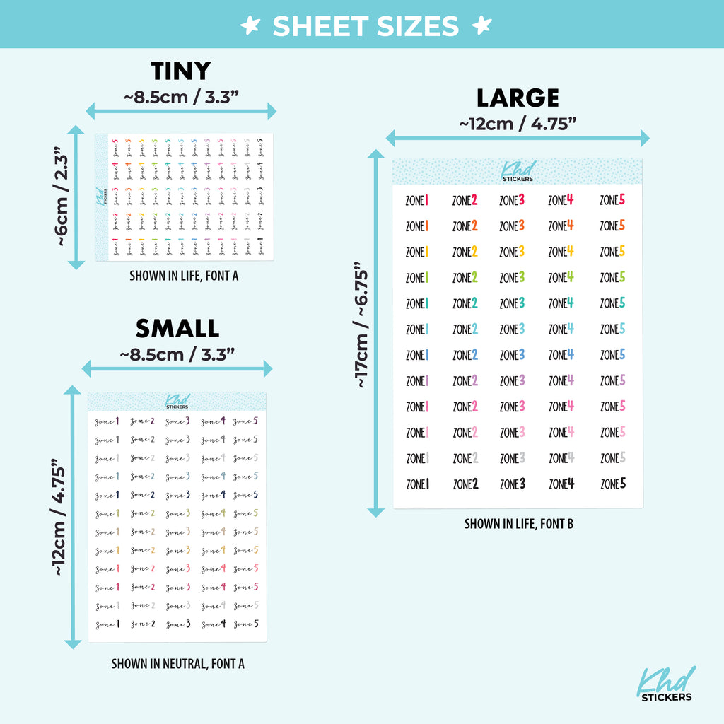 Zone Cleaning Stickers Small