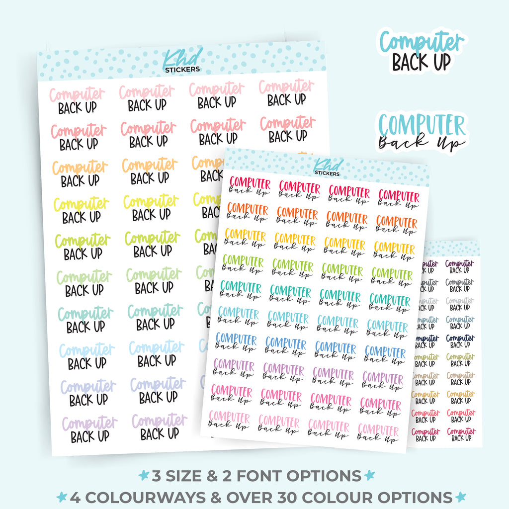 Computer Backup Script Planner Stickers Small