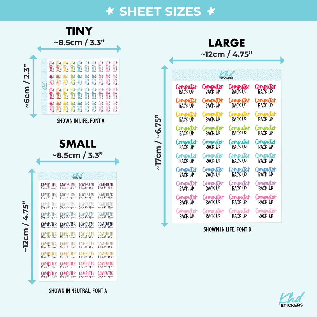 Computer Backup Script Planner Stickers Small