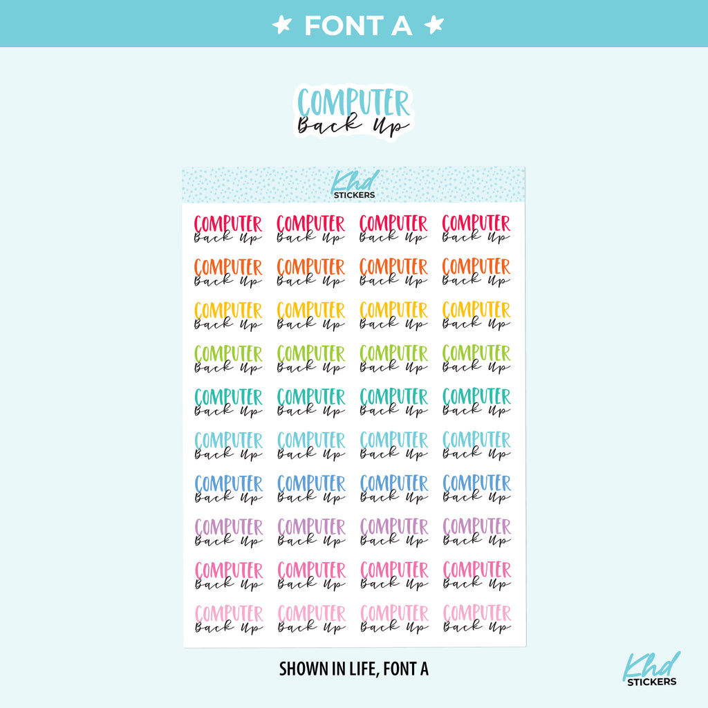 Computer Backup Script Planner Stickers Small