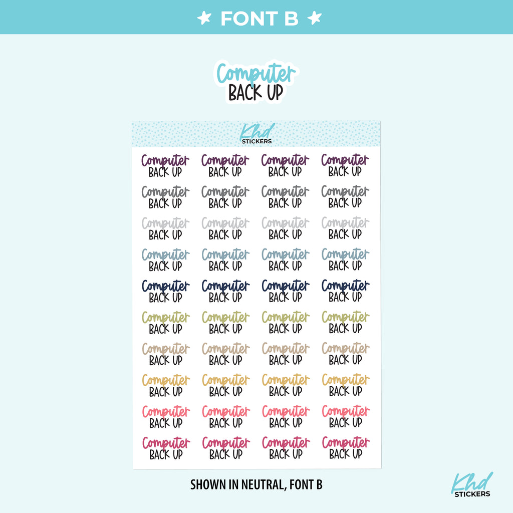 Computer Backup Script Planner Stickers Small