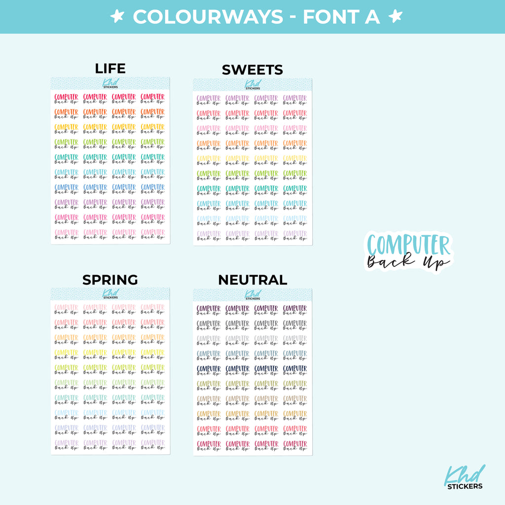 Computer Backup Script Planner Stickers Small