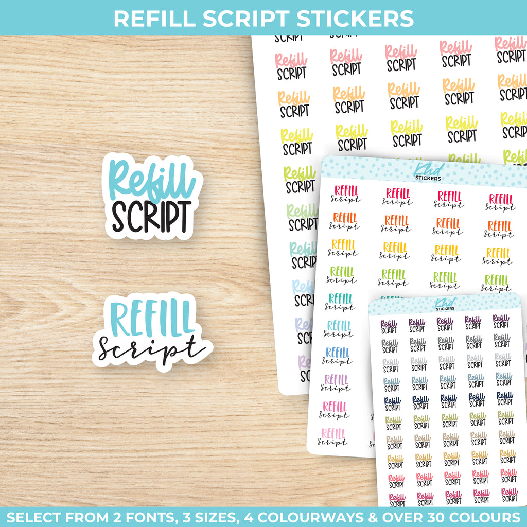 Refill Script Stickers Small