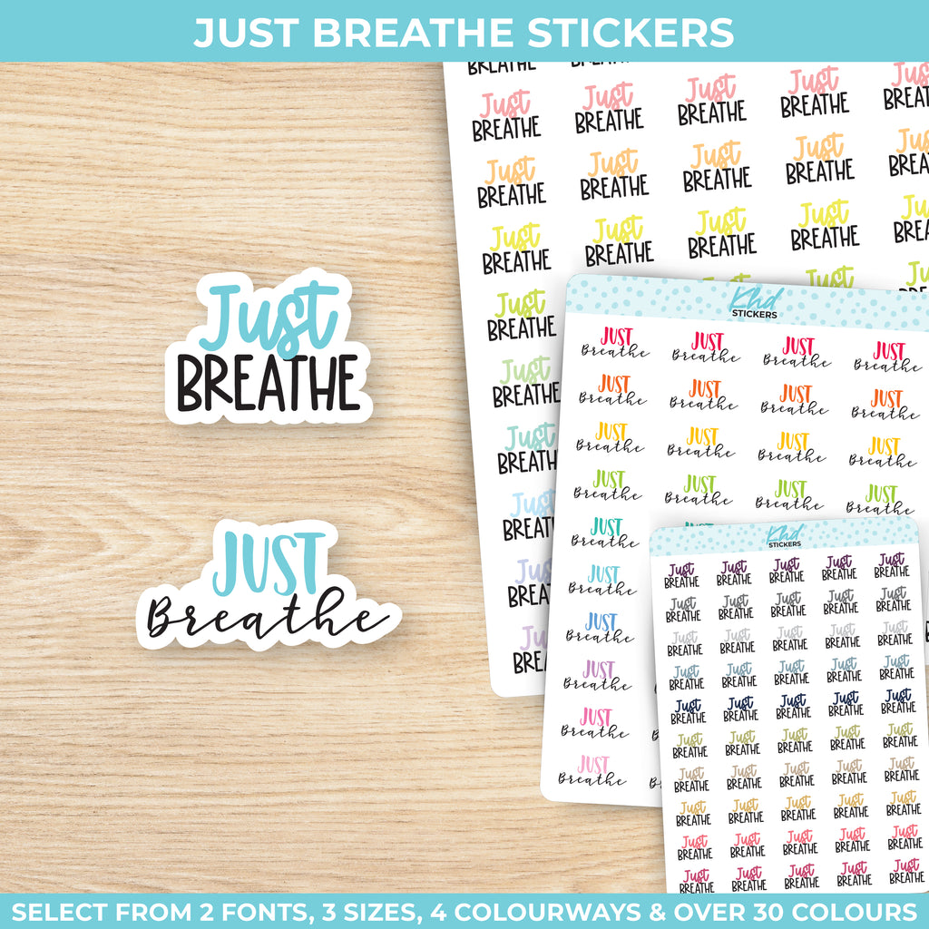 Just Breathe Stickers Small