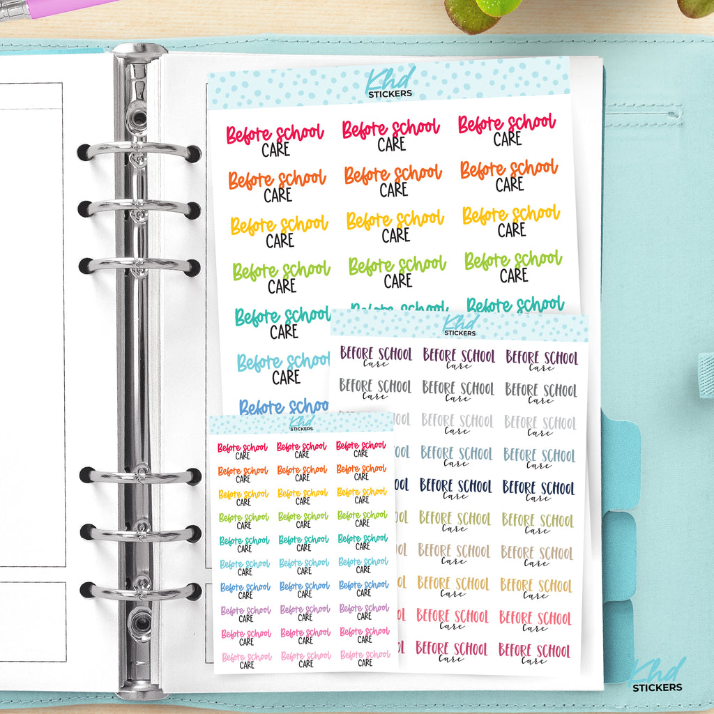 Before School Care Planner Stickers Small