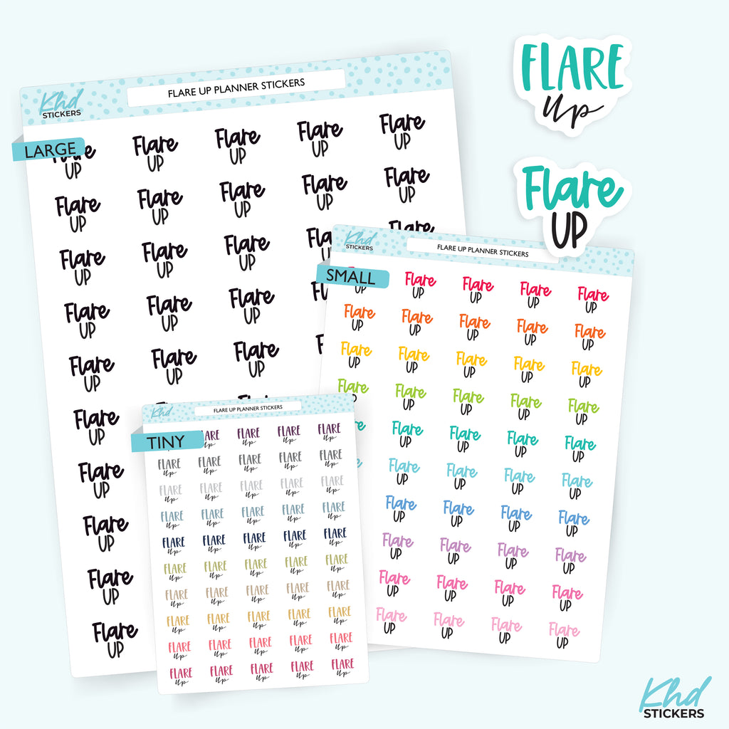 Flare Up Script Stickers Small