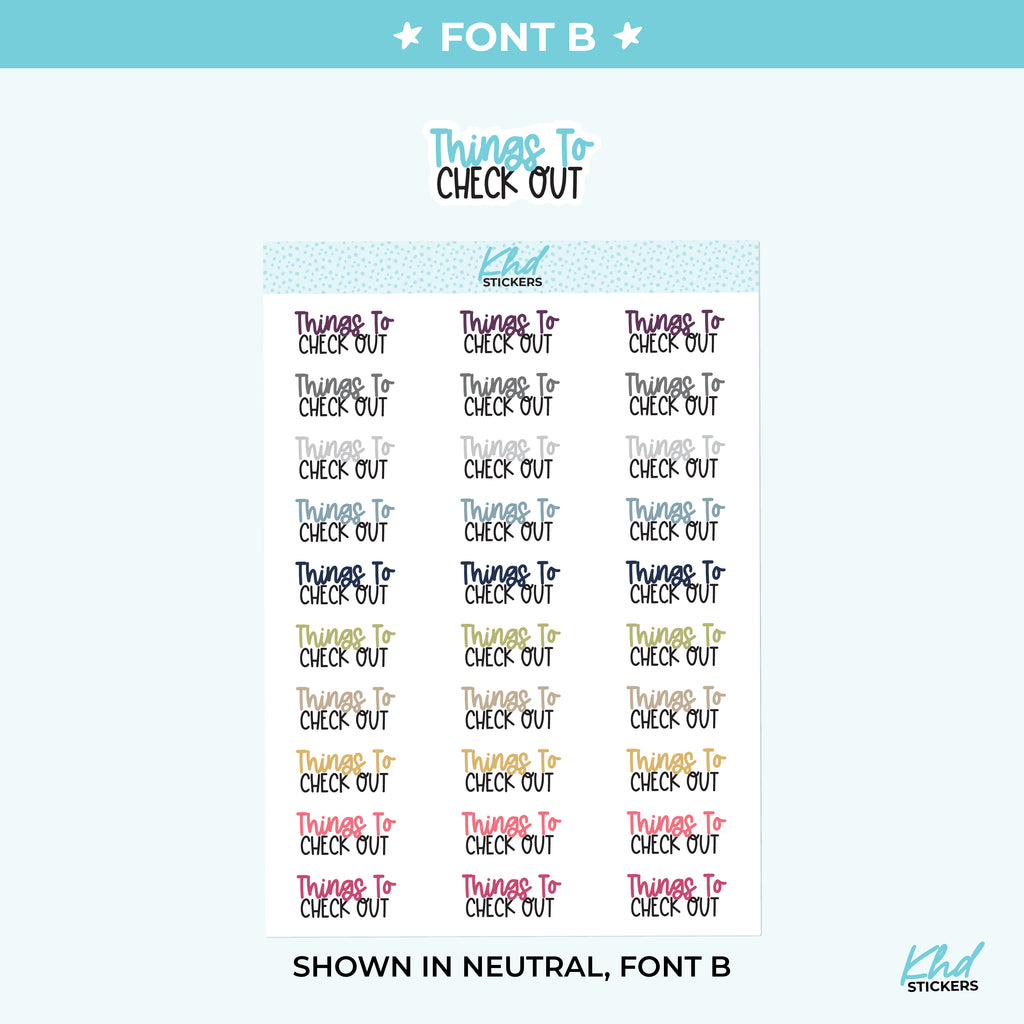 Things To Check Out Script Planner Stickers Small