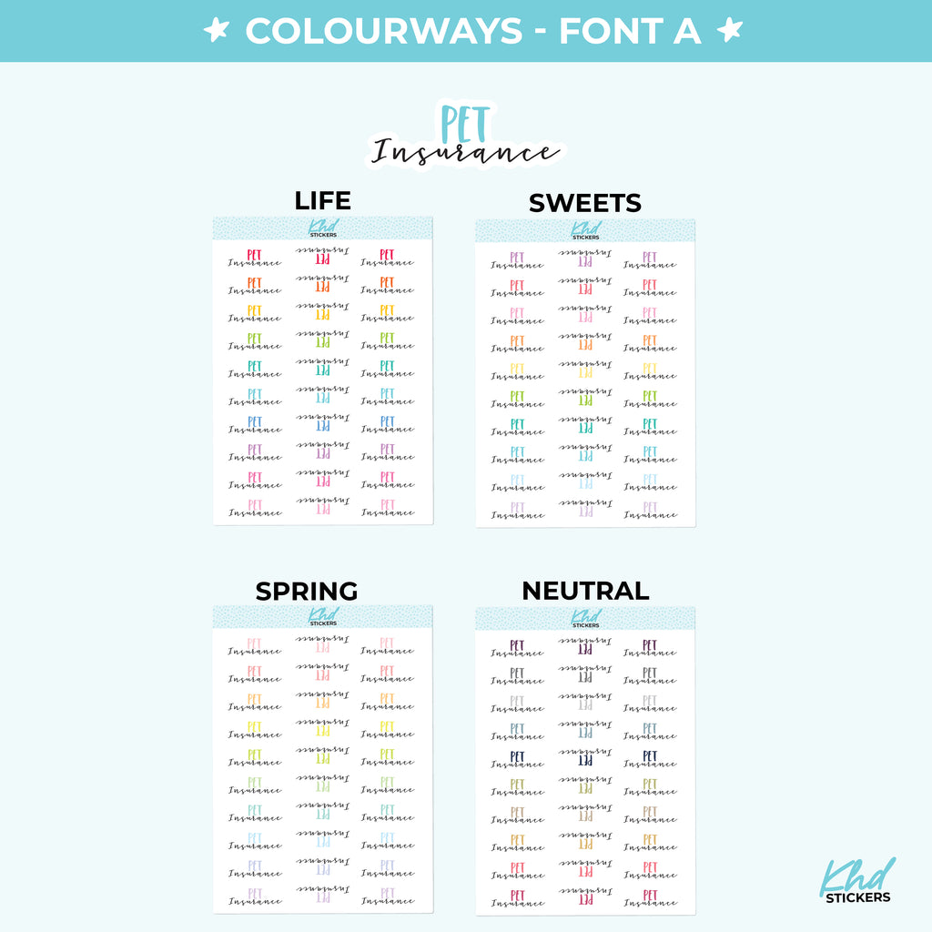 Pet Insurance Script Planner Stickers Small