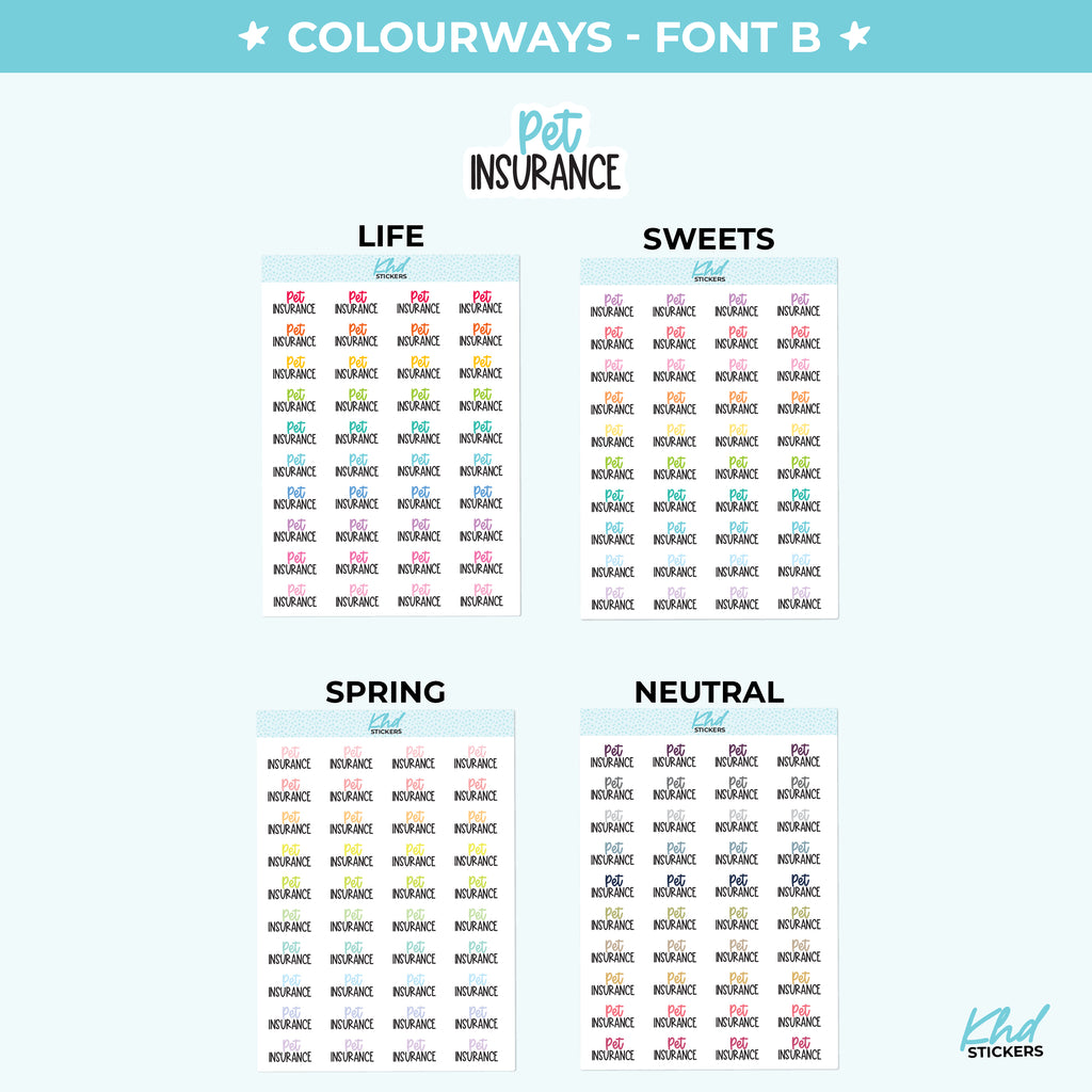 Pet Insurance Script Planner Stickers Small