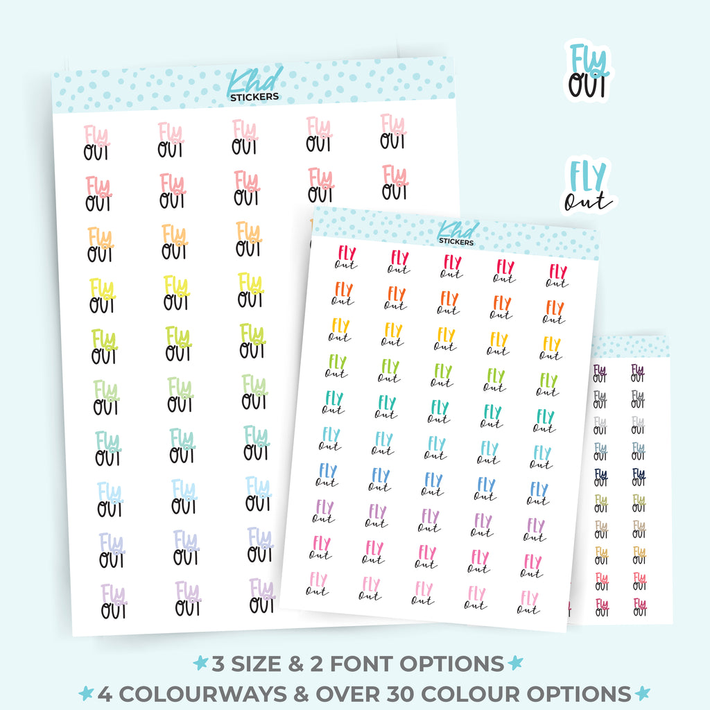 Fly Out Script Planner Stickers Small