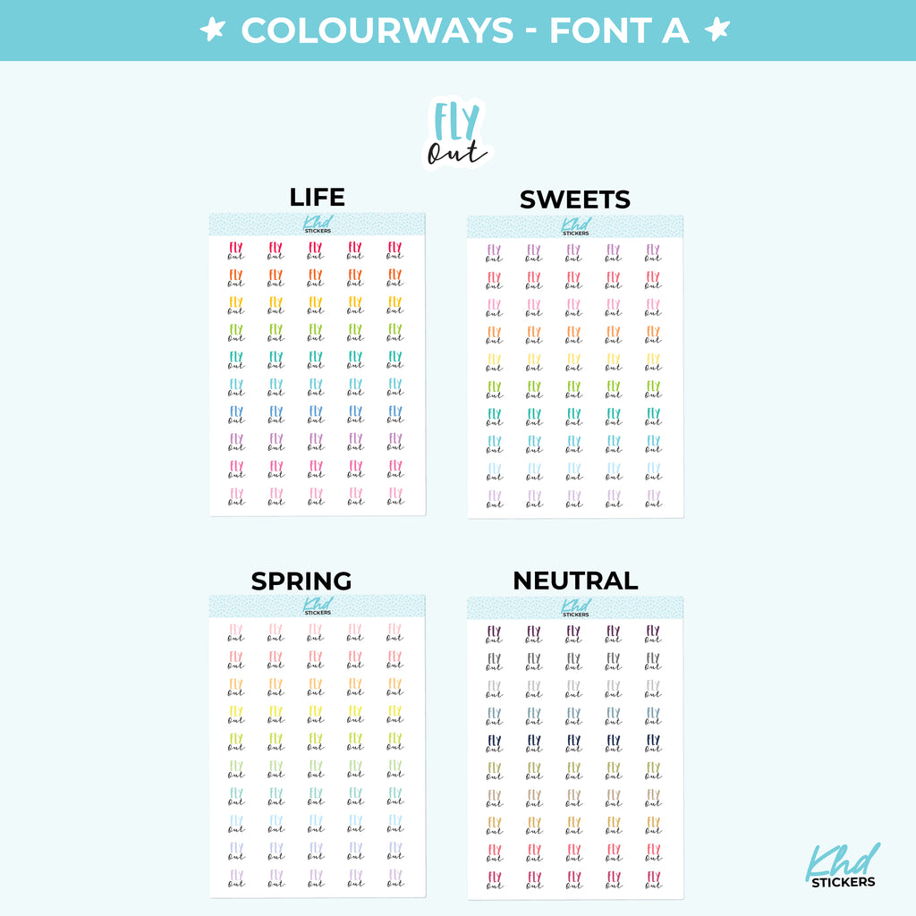 Fly Out Script Planner Stickers Small