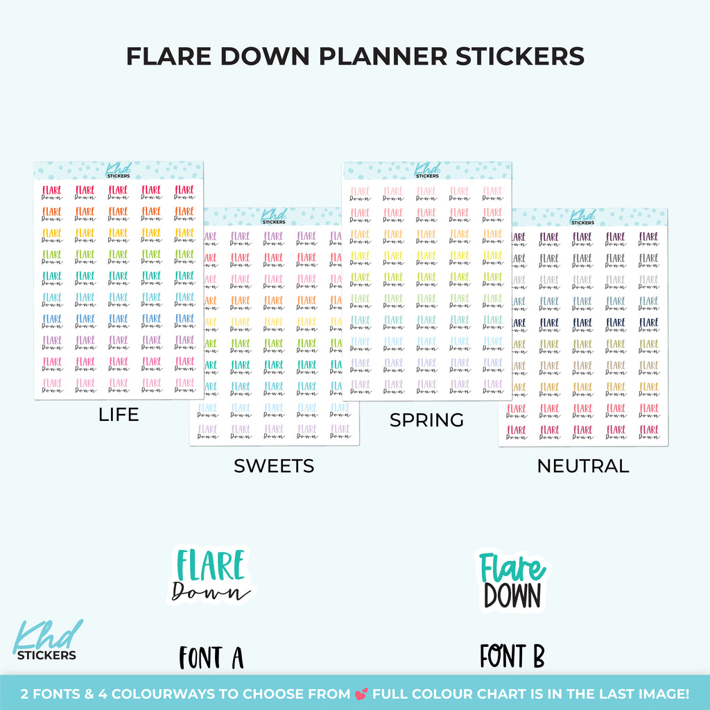 Flare Down Planner Stickers Small