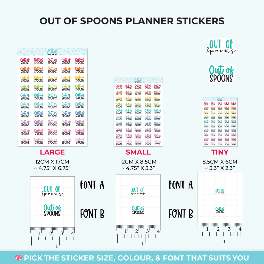 Out Of Spoons Planner Stickers Small