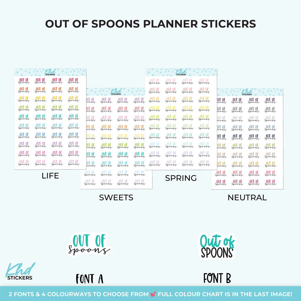 Out Of Spoons Planner Stickers Small