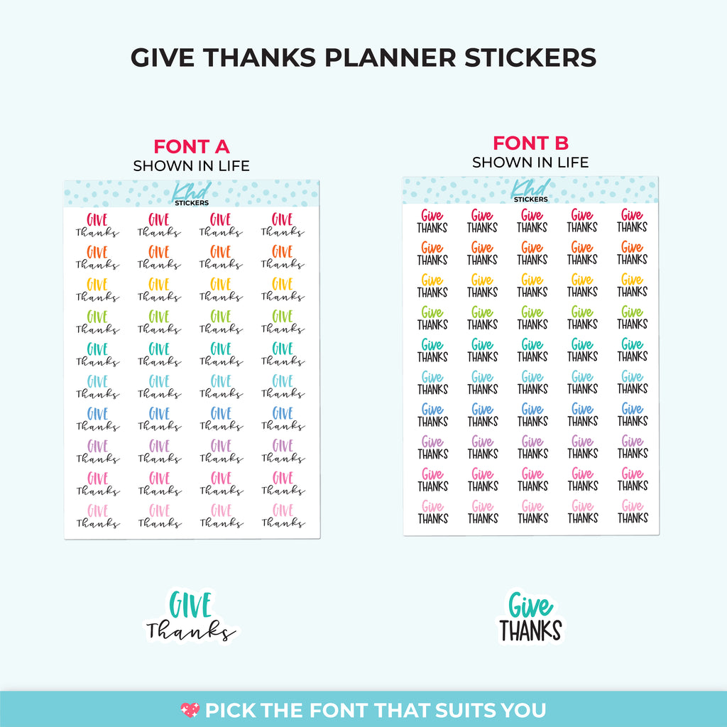 Give Thanks Planner Stickers Small