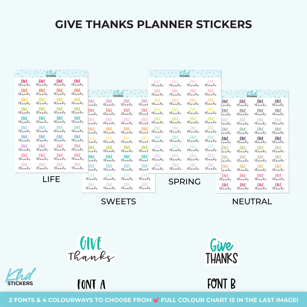 Give Thanks Planner Stickers Small