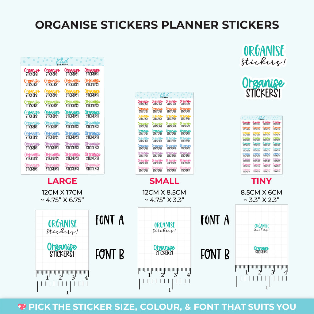 Organise Stickers! Planner Stickers Small