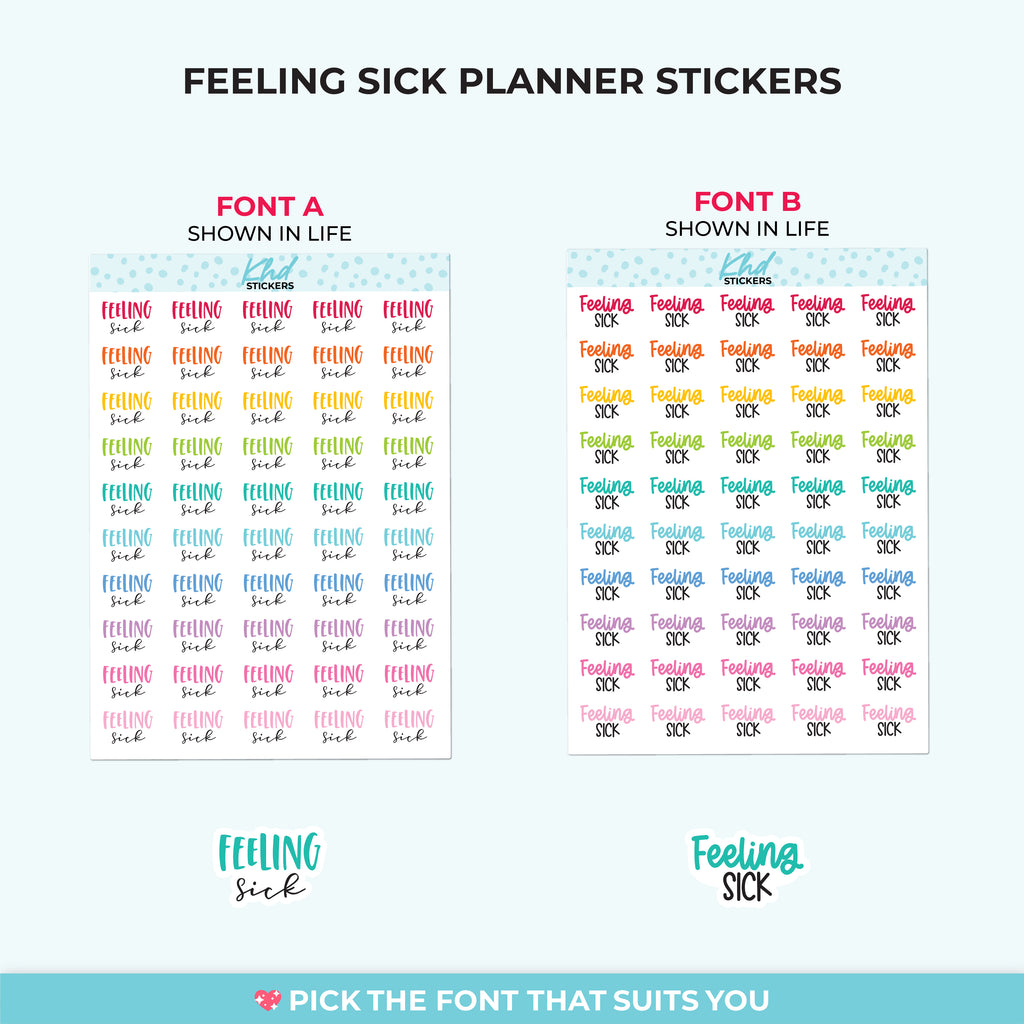 Feeling Sick Planner Stickers Small