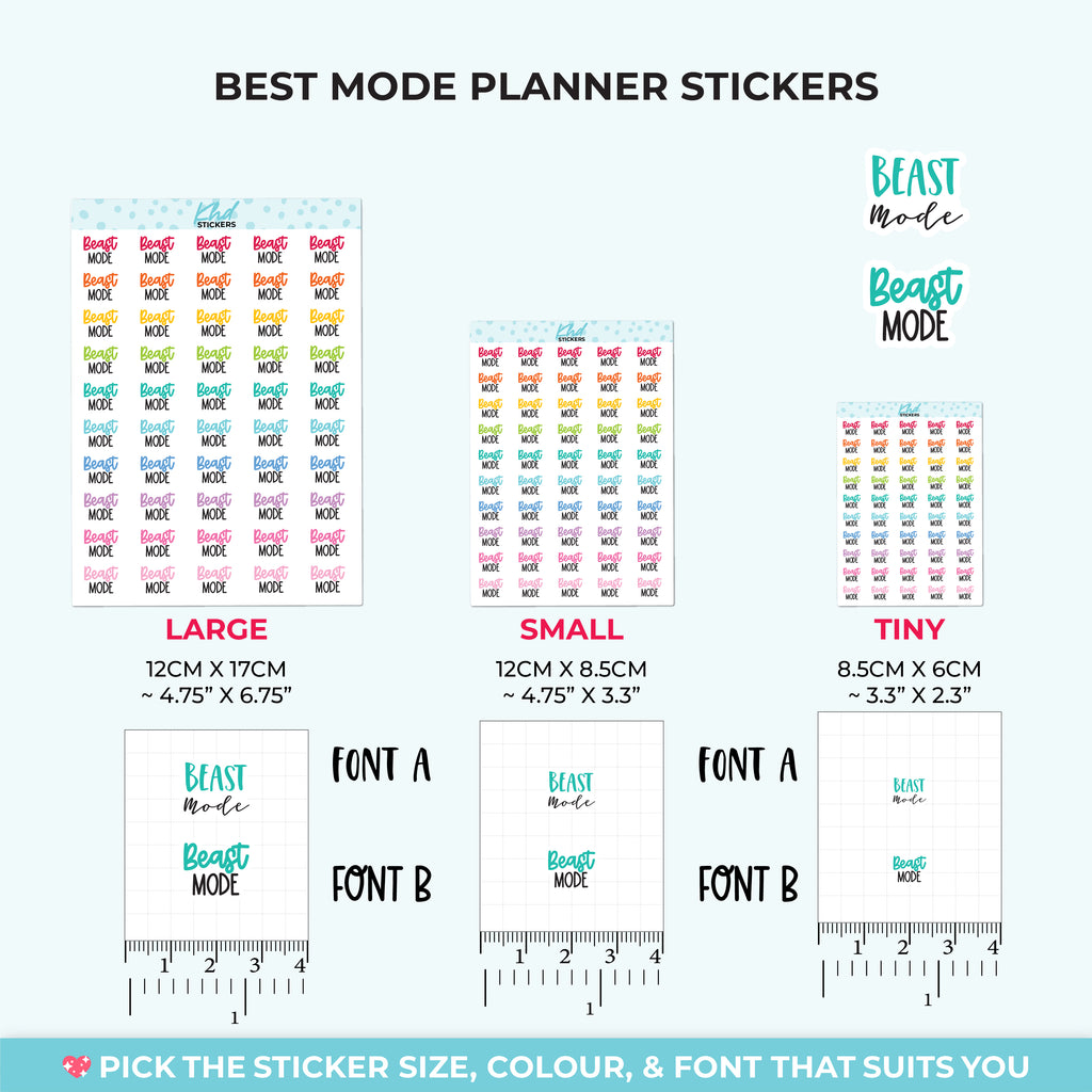 Beast Mode Script Planner Stickers Small