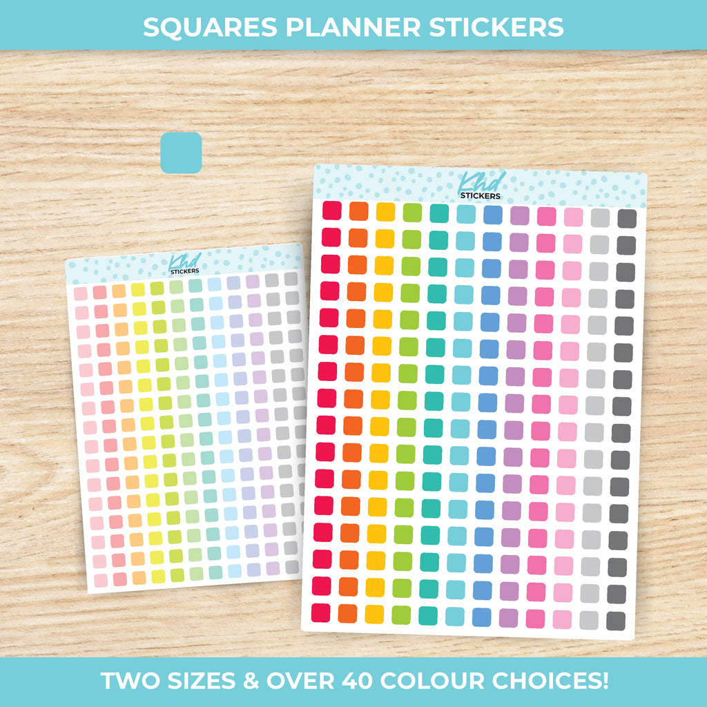 Solid Colour Squares Planner Stickers Small