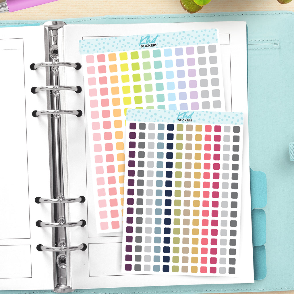 Solid Colour Squares Planner Stickers Small