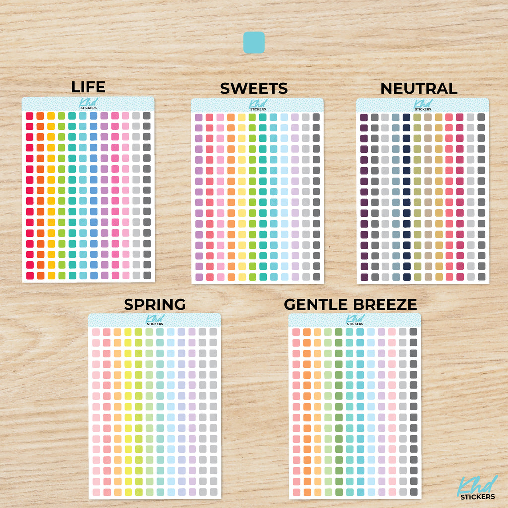 Solid Colour Squares Planner Stickers Small