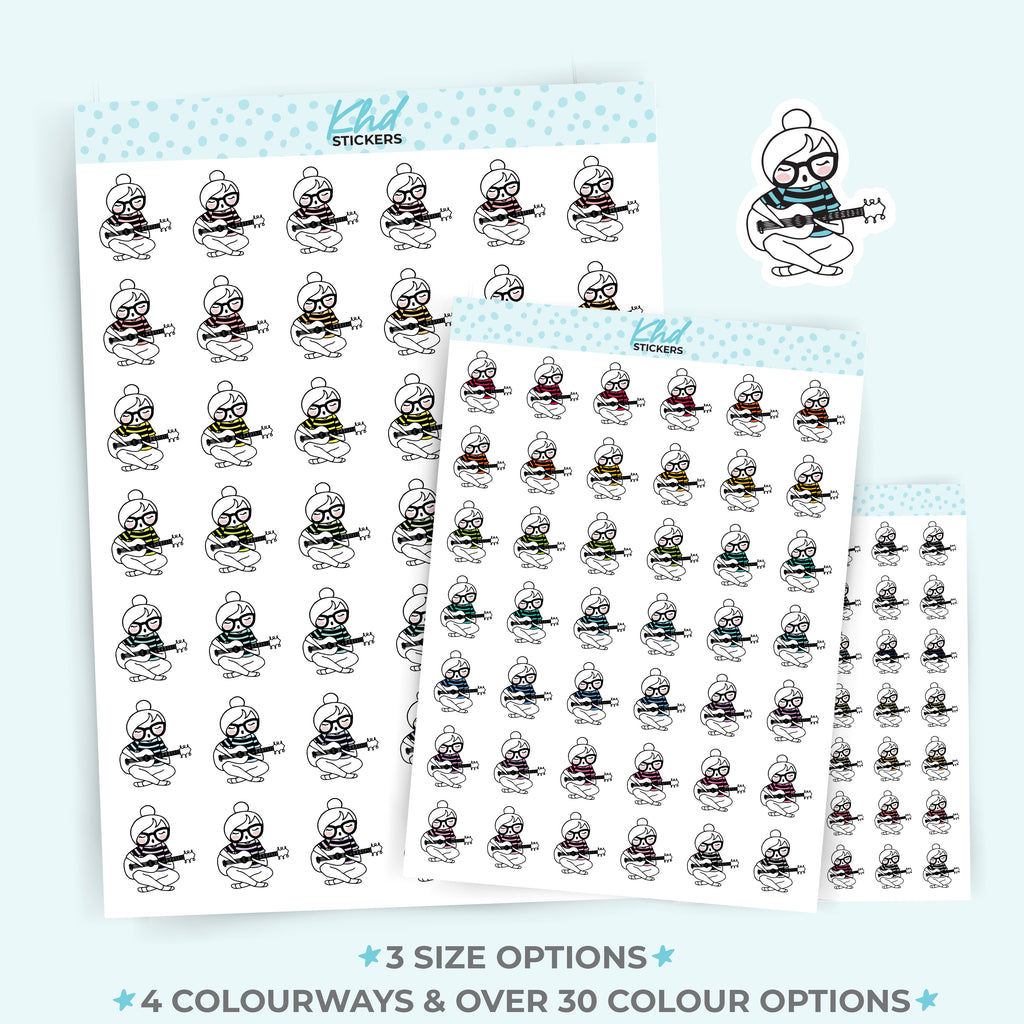 Planner Girl Leona Guitar Playing Planner Stickers Small