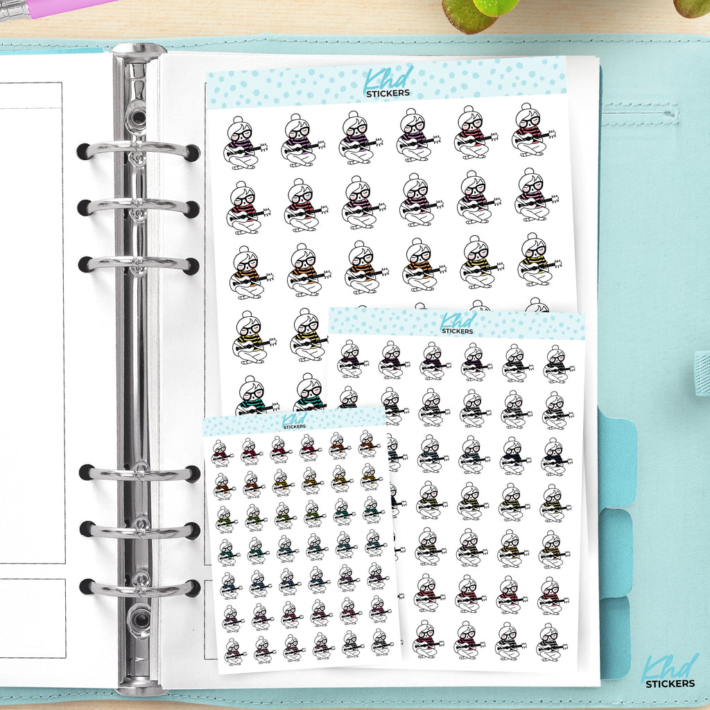 Planner Girl Leona Guitar Playing Planner Stickers Small