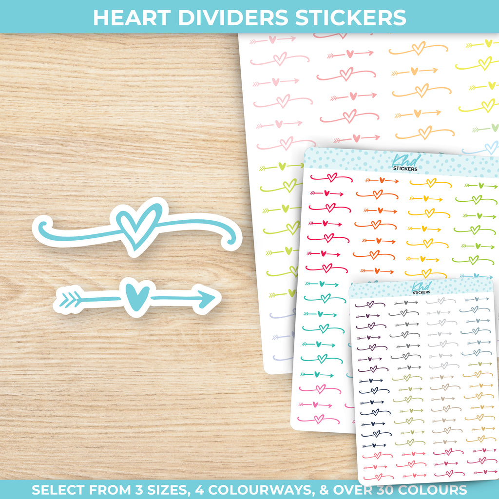 Colourful Heart Divider Stickers Small