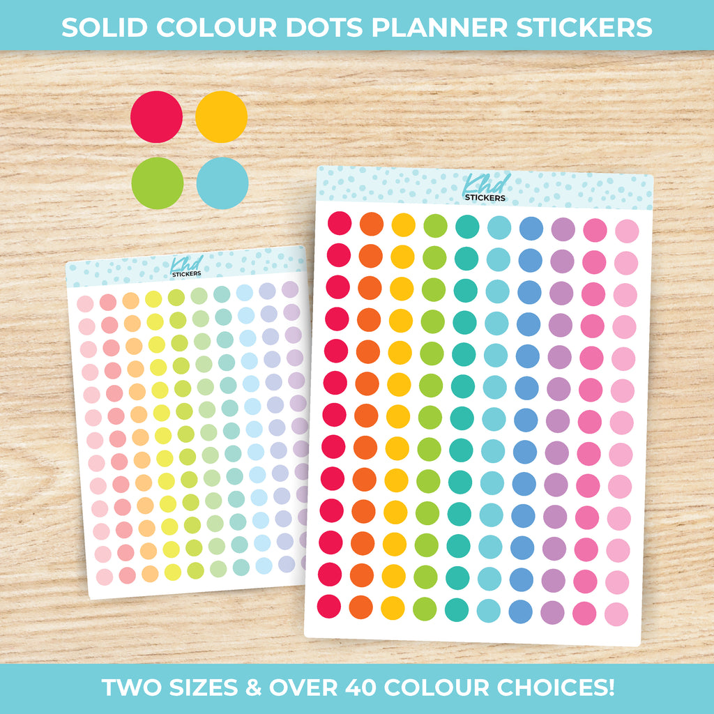 Solid Colour Dots Planner Stickers Small