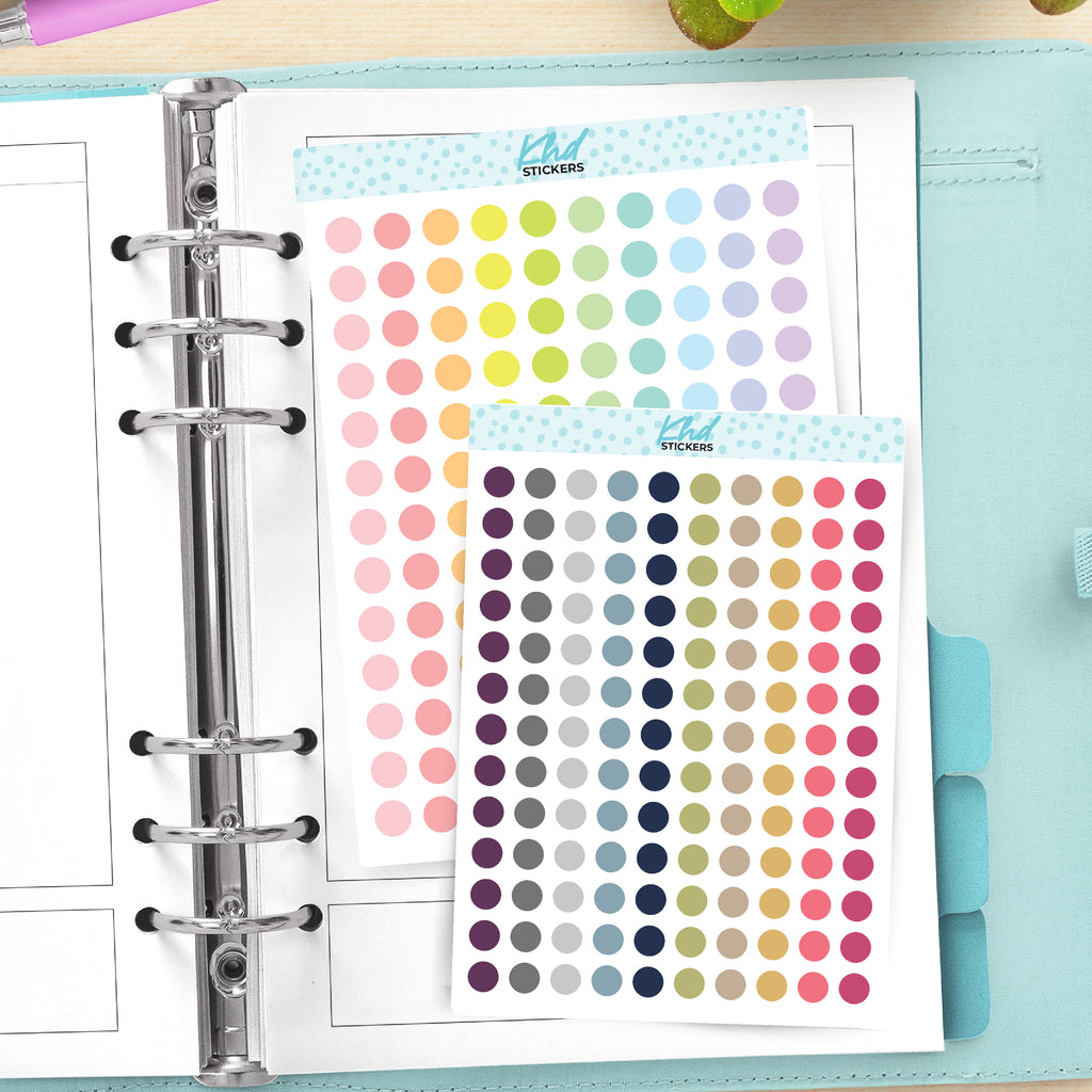 Solid Colour Dots Planner Stickers Small