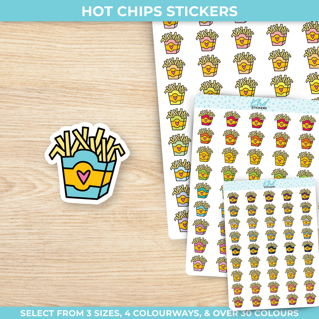 Hot Chips / French Fries Icon Stickers - Planner Stickers - Removable Small