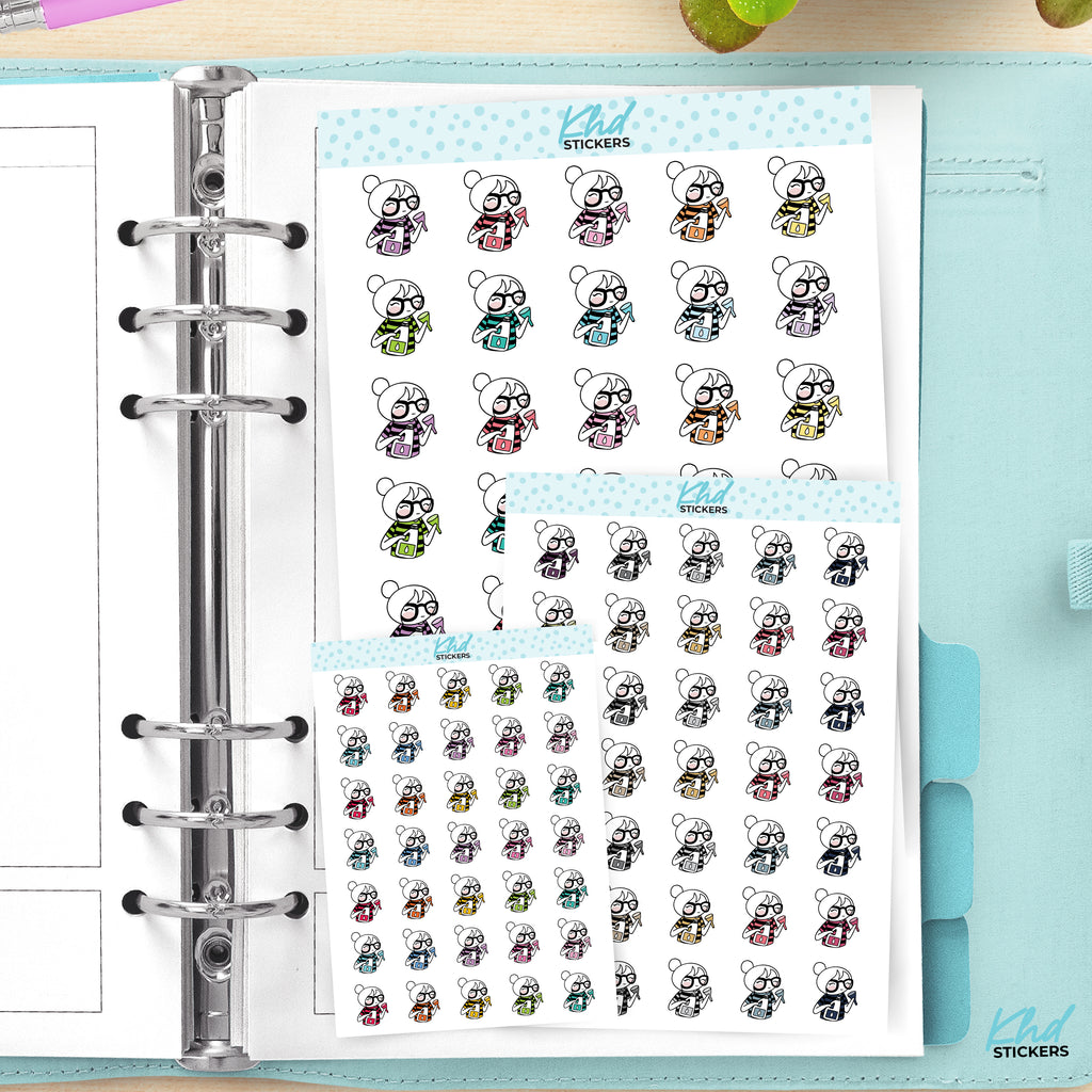 Car Maintenance Planner Girl Stickers Small