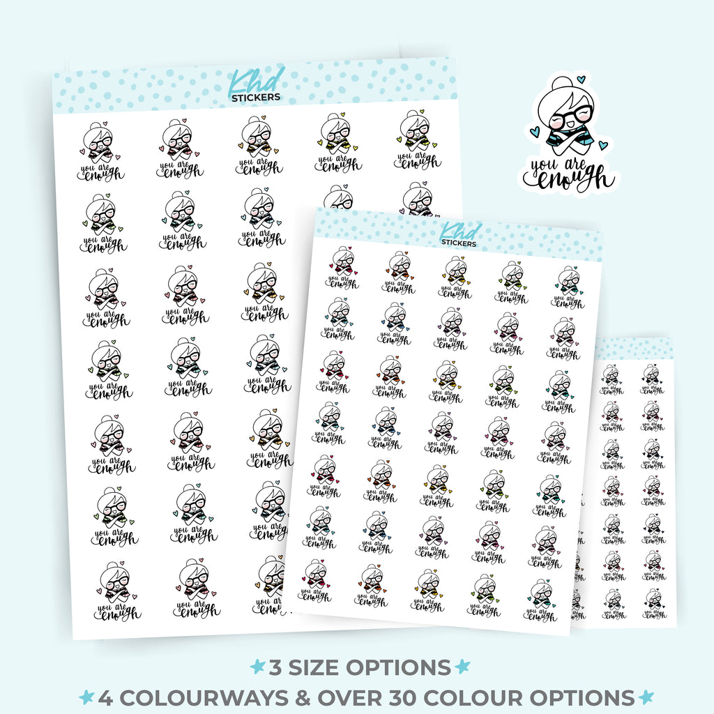 You Are Enough Planner Girl Stickers - Planner Stickers - Removable Small