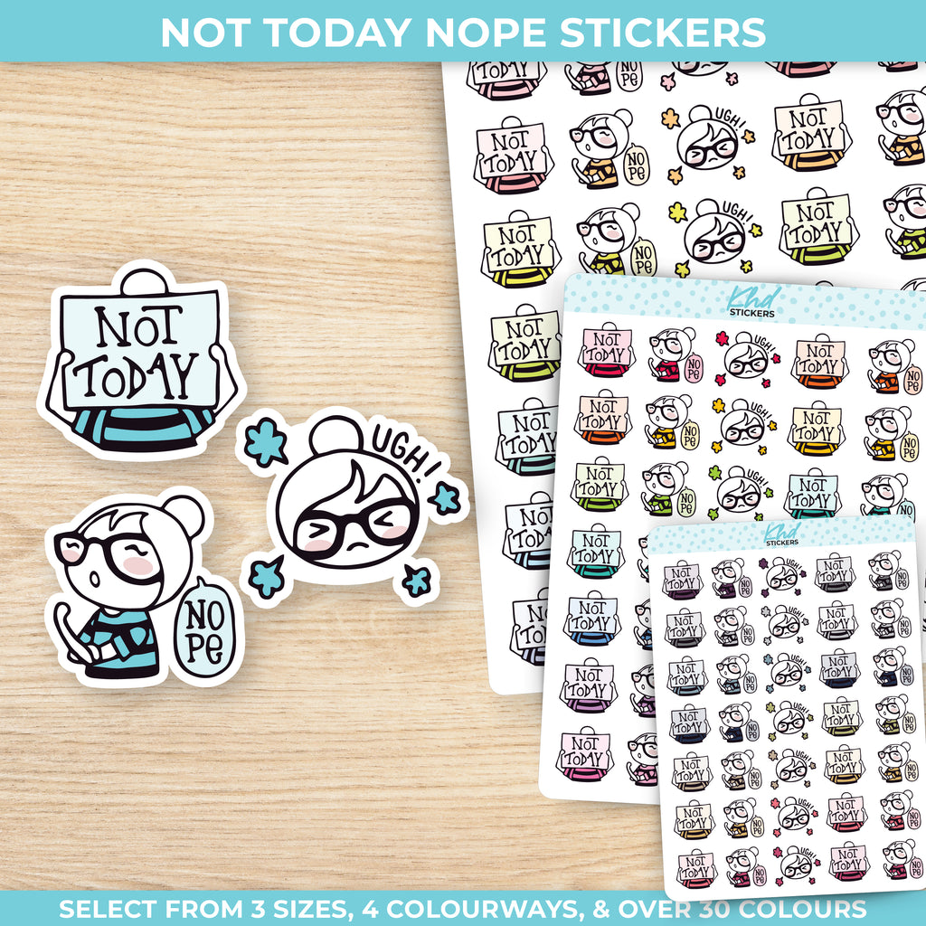 Not Today / Nope / No Planner Girl Stickers Small