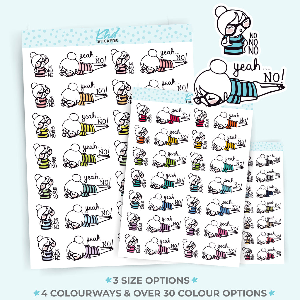 Cute No and Yeah No Planner Girl Stickers Small