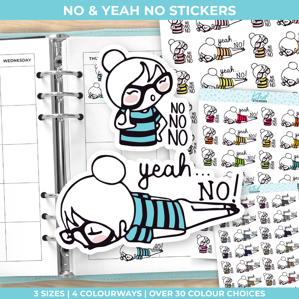 Cute No and Yeah No Planner Girl Stickers Small