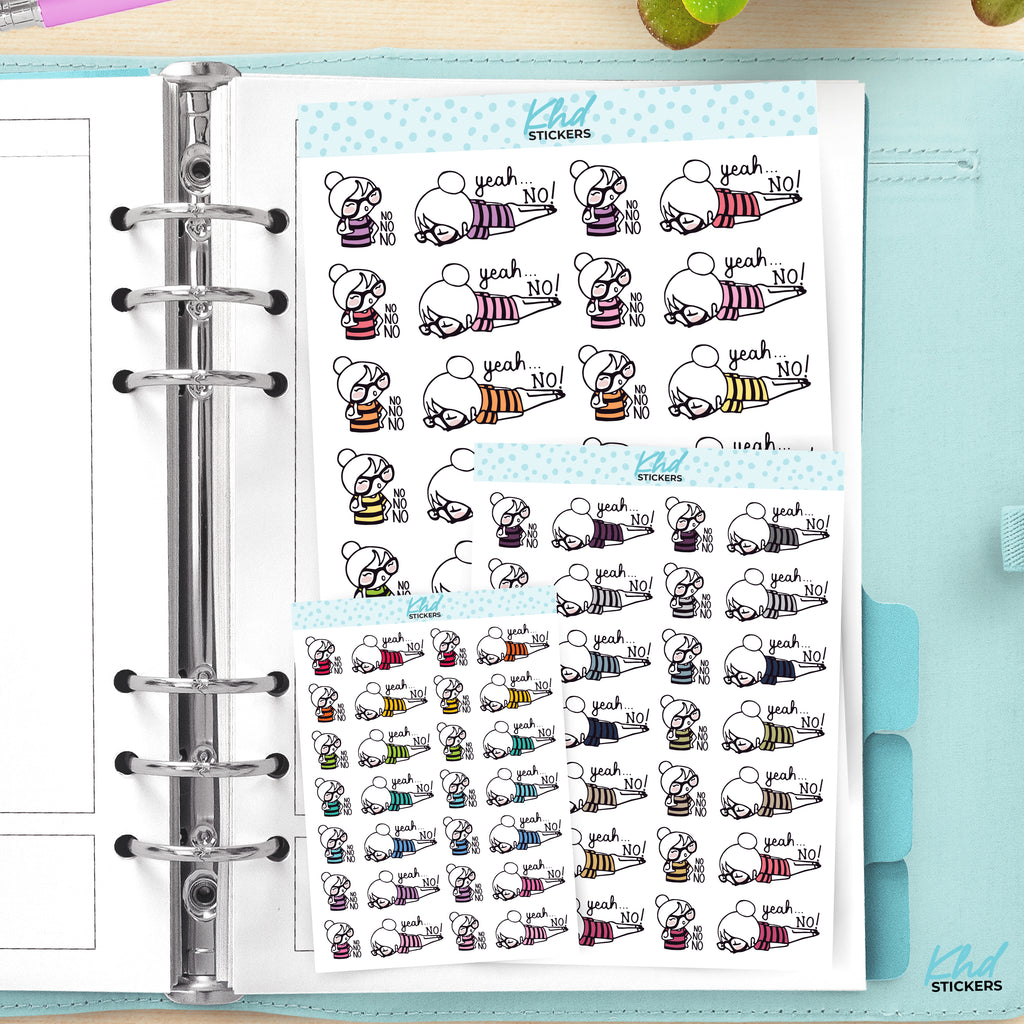 Cute No and Yeah No Planner Girl Stickers Small